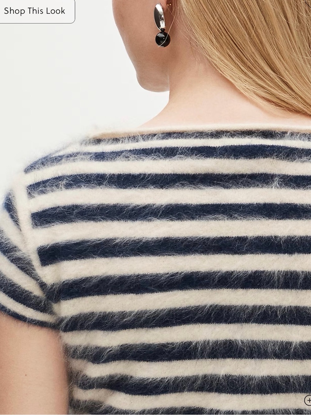 J CREW SMALL Brushed cashmere boatneck T-shirt in stripe CR239 $148 - Picture 2 of 7
